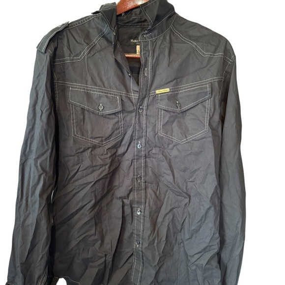 Vintage Marc Ecko Black Lightweight Button Up Shirt Men's Large - Picture 5 of 5